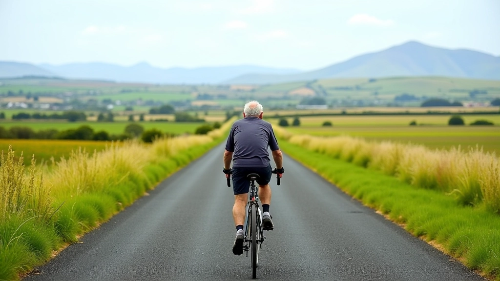 Wide panoramic view of the entire Great Western Greenway stretching across Mayo landscape with mountains in distance